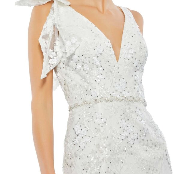 $538 NWT Mac Duggal 79337 Floral Embellished V-Neck Midi Size 14 - Picture 6 of 7